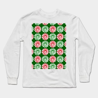 Peppermint swirl candy on green Long Sleeve T-Shirt